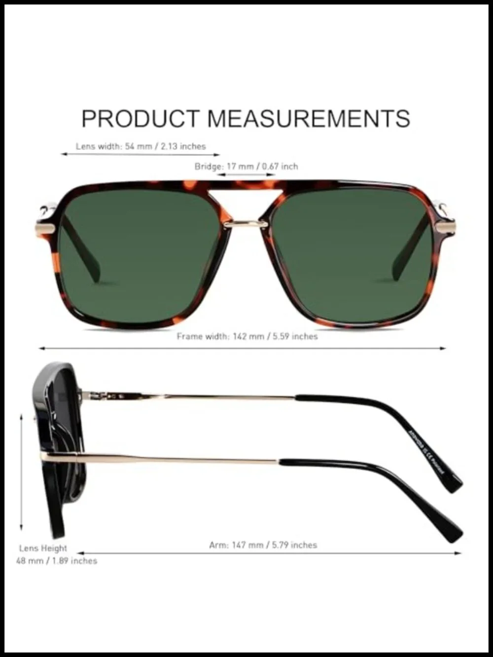 Polarized Retro Aviator Sunglasses Unisex Square Pilot Shades UV400 Double